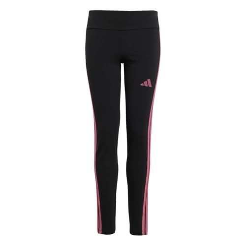 adidas Niñas Essentials 3 Stripes Leggings Tights, black/pink fusion, 11-12 Years