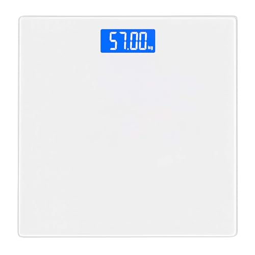 Rynli Digital Bathroom Scales for Body Weight - White | High Precision Sensors Weighing Scale with Led Display 180 Kg Capacity | Ideal for Body & Luggage Weight Management (Battery Included)