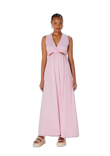 Vestido Longo Decote V Com Vazado - Rosa G