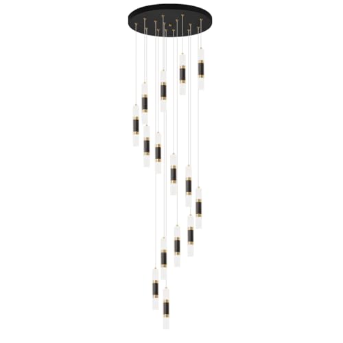 Lustre moderne noir LED variable 15 têtes carrées avec télécommande - 2
