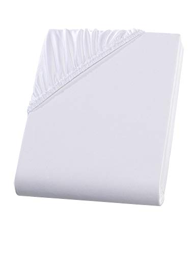 Visaggio Mikrofaser Spannbettlaken 90-100 x 200 cm Weiß Microfaser Polyester Spannbetttuch Bettlaken