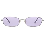 SOJOS Small Y2k Narrow Rectangle Sunglasses Womens Mens Retro 80s 90s Skinny Sunnies SJ1187, Silver/Tinted Purple