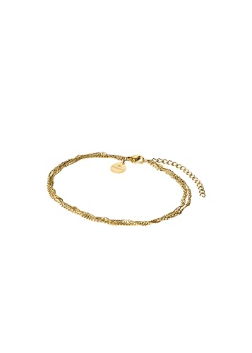 Purelei Layering Fußkettchen wasserfest & verstellbar | Doppelreihiges Fußkettchen aus Edelstahl & 14K/18K Vergoldung | Moderner Layering-Look für Sommer & Alltag (Gold)