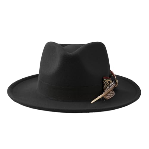 Chapeau fedora bords larges et plats en feutre pour homme en taille 56-58cm style jazz