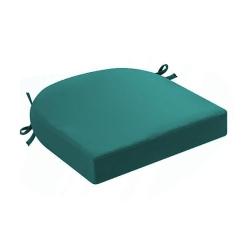 Surwin Cojines para Sillas de Jardin, Cojines Forma U para Asientos Funda Lavable con Cremallera Grosor 5cm, 2 Cintas de Sujeción, para Interior y Exterior Jardín y Terraza (Verde Oscuro,48x48x5cm)