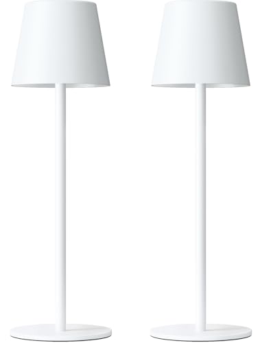 Image of Kakanuo White Cordless Table Lamp Rechargeable - 2 Pack 5000mAH Battery Operated Lamp for Table, 3 Color Stepless Dimming Wireless Lamp for Kitchen Counter, Touch Control