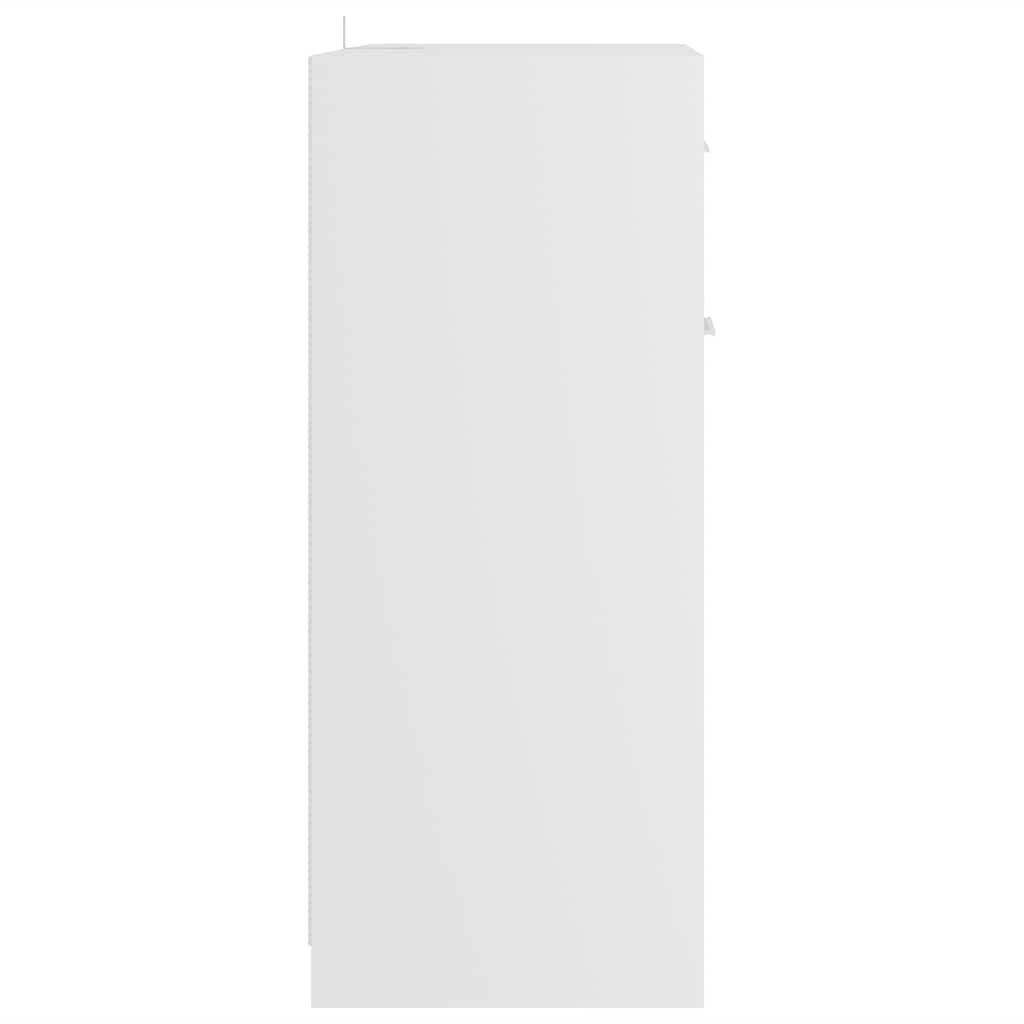 Armadietto da bagno in legno bianco, 60 x 33 x 80 cm, con 2 scomparti, salvaspazio, montaggio a parete per bagno, WC degli ospiti, spazio e ordine nel lavandino