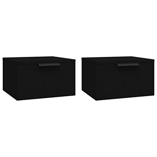 Mesillas de noche de pared negras de 34x30x20 cm en pack de 2 unidades para optimizar espacio 3