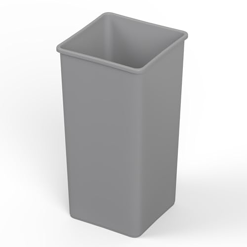 Image of 50 Gallon Gray Square Commercial Trash Garbage Can | Outdoor Office Restaurant School Kitchen