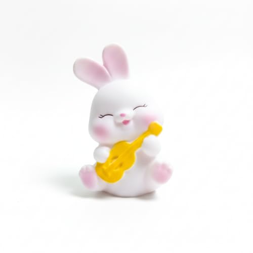 Image of Cute Guitar Rabbit Night Light Lamp - Yellow LED Decorative Lamp for Kids, Teens & Adults - Adorable Gift for Birthday, Valentine's Day, Christmas - Battery Included