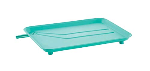 Image of Farberware Compact Dish Drying Rack with Drainboard, Flatware Caddy and Sink Brush, Teal - Holds 9 Plates, Fits Small Kitchens, Apartments and Dorms