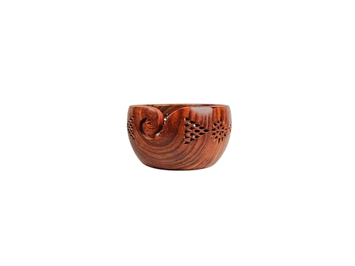 Image of Lumberkart Handmade Wooden Yarn Bowl - Premium Yarn Bowls for Crocheting & Knitting - Handcrafted Rosewood Crochet Bowl - Yarn Holder for Tangle-Free Yarn Control