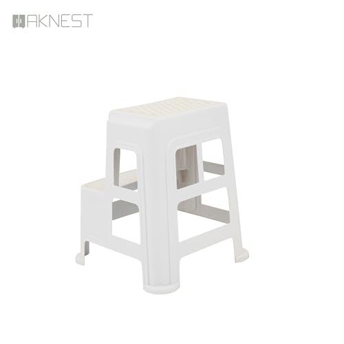 Image of Oaknest Supreme Multipurpose Plastic 2-Step Stool for Kids & Adults - Anti-Slip Lightweight Stepping Stool for Kitchen, Bathroom & Home - White, 1 Piece