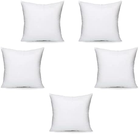 Cushion Inner Pads (Pack of 5) Stuffer Pillow 16 x 16 Inch 40cm x 40cm - Cushion Inserts Inner Fillers Anti-Allergy Square Polyester Hollowfibre - MADE IN UK