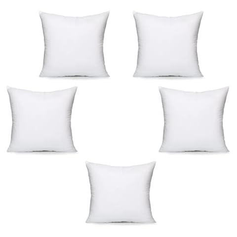 Cushion Inner Pads (Pack of 5) Stuffer Pillow 12 x 12 Inch 30cm x 30cm - Cushion Inserts Inner Fillers Anti-Allergy Square Polyester Hollowfibre - MADE IN UK Cover