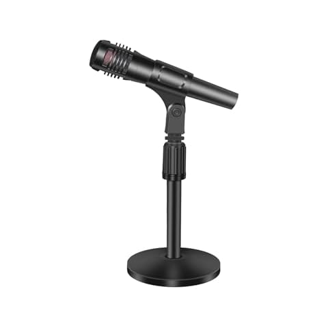 Small Desk Mic stand, Microphone Stand Desktop Adjustable Steel Table Mic Stand with Microphone Clip for Blue Yeti Snowball 10 Inch-14 Inch Cover