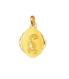 Médaille Scorpion or jaune zodiaque pendentif ovale astrologique