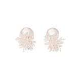 Pendientes de Botón Ópalo para Mujeres, Ópalo Oval Simulado, Ópalo Blanco Sintético Oval Joyería con Borde Cobre Torcido, Ideales para Vestimenta Elegante de Oficina y Regalos Aniversario