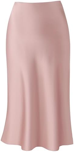 Keasmto Leopard Skirt for Women Midi Length High Waist Silk Satin...