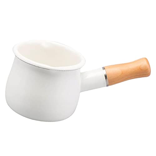 Tbkoly Yajuyi Esmalte, Lechera con Pico Fácil, Hervidor for Café, Gachas, Fideos, Cereales Y, 550ml, Blanco