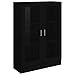 vidaXL Armoire à Vitrine Bibliothèque Armoire à Livres Meuble de Rangement Salon Bureau Maison Intérieur Noir 82,5x30,5x115 cm Aggloméré