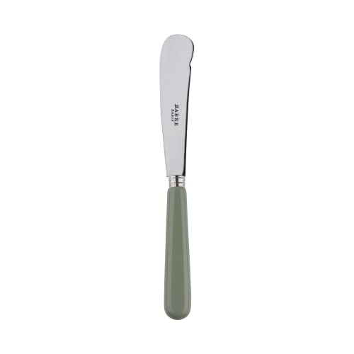 SABRE PARIS - Buttermesser 20cm - Pop - Rundes Buttermesser für Butter, Honig, Marmelade - Edelstahl & Acryl - Spülmaschinenfest - Spargelgrün