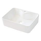 Vessel Sink Rectangular - Sarlai 19"x15" Modern Bathroom Vessel Sink Rectangle Above White Porcelain
