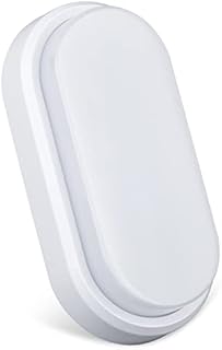 YAYZA! Morden 15W LED Bulkhead Wall Light IP65 Waterproof Outdoor Surface Flush Mount Security Oval Lamp Fixture 1250lm 125W Equiv. 6000K Cool White Bathroom Hallway Stairway Garage Patio Porch