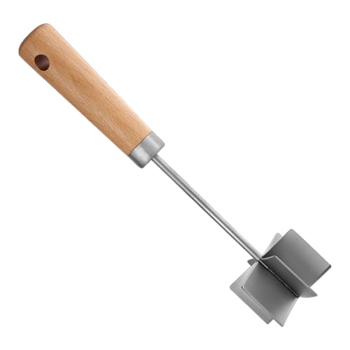 Broyeur à viande hachée - Moulin à légumes en acier inoxydable, outil pour casser la viande, manche en bois | Ustensile de préparation des repas pour cuisiner à la maison, faire des hamburgs