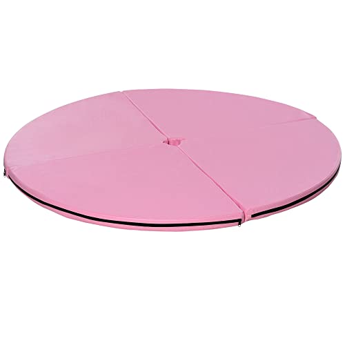 HOMCOM Tapis de pole dance pliable - pole dance mat - tapis de protection Ø 150 cm épaisseur 5 cm - revêtement plastique rose