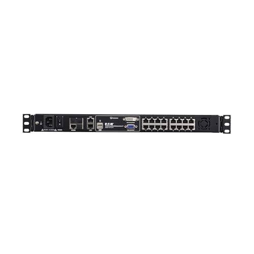 Image of Eaton 16-Port Rack KVM Over IP Switch, 19in LCD Screen KVM, Cat5 /Cat5e, Virtual Media KVM, 2 Users (1 Remote + 1 Local), 1U Rackmount, VGA Port, TAA Compliant, 1-Year Warranty (B064C-16-1X1-IP)