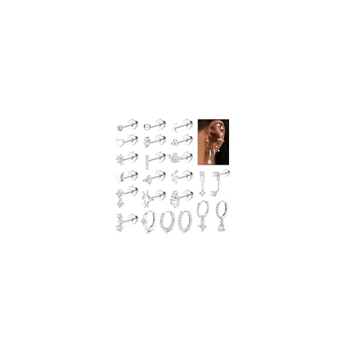 Roheafer 23Pcs Pendientes Mujer Acero Inoxidable Aros Pendiente