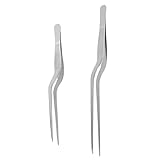 FELTECHELECTR 2 pièces Pince à Épiler Haute Précision Acier Inoxydable Pinces Cuisine pour Arêtes de Poisson Ustensiles Professionnel pour Dressage Plat Occidental