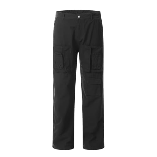 Men's Pants Workwear Loose Straight Leg Casual Multi-Pocket Trousers