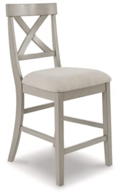 Signature Design By Ashley Parellen Modern Farmhouse 24" Counter Height Upholstered Barstool, 2 Count, Gray #TOP12