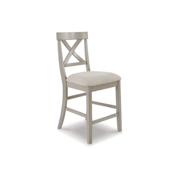 Signature Design by Ashley Parellen Modern Farmhouse 24" Counter Height Upholstered Barstool, 2 Count, Gray