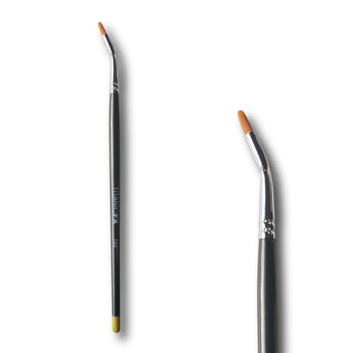 Titanic Brush - 102 Bent Liner & Glue Brush | Vegan Angled Fine-Tip SFX Makeup Tool for Eyeliner & Adhesive Detailing | Zero-Shed, Solvent-Resistant
