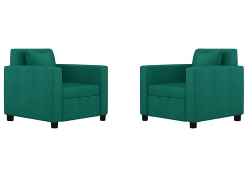 Image of DIVISHA HOMES 3+1+1 Seater Sofa Set with Ottoman - Modern Velvet Fabric Sofa Set for Living Room, Deep Seating Comfort with Cushions - Green Color