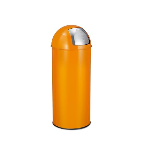 65L/17 Gallon Stainless Steel Trash Can with Square Push Lid, Heavy Duty Commercial Garbage Bin with Removable Inner Bucket, Large Waste Container for Home, Kitchen, Office, Restaurant, Bright Orange