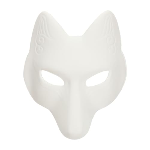 BESTOYARD Halloween Fox Mask Animal Masquerade Costume DIY Theria Blank Mask Paintable Japanese Kabuki Kitsune for Halloween Costume Prop