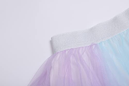 Lx7 Baby Girls' Tutu Skirt Toddler Layered Tulle Multicolored Princess Ballet Dance Dress Rainbow Blue 6T #TOP7