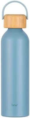 BRW Garrafa de Aluminio Tampa em Bambu 500ml Boho Azul Bali