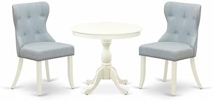 East West Furniture AMSI3-LWH-15 3 Piece Dining Table Set for Sma...