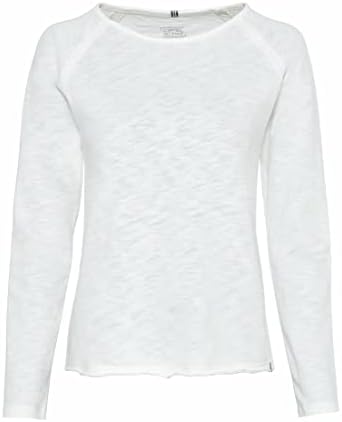camel active Damen Basic Langarm T-Shirt mit Rundhalsausschnitt aus Reiner Baumwolle