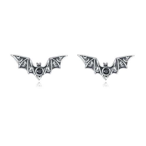 URONE Bat Earrings 925 Sterling Silver Gothic Bat Stud Earrings Halloween Jewelry Gifts for Women