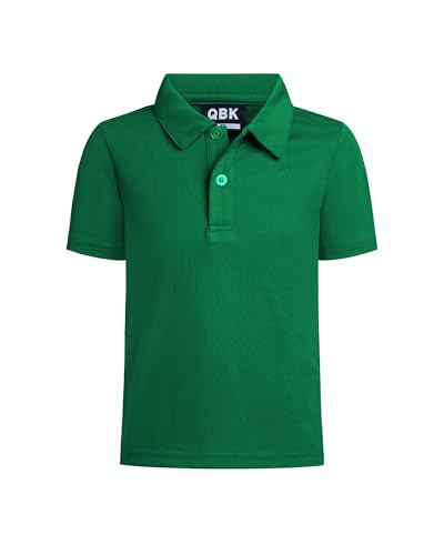 QBK Toddler to Youth Boys Performance Polo Kids Collared Golf Shirt School Uniform (Kelly Green XL)