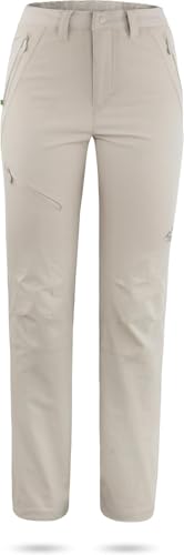 normani Outdoor Sports Damen Softshellhose Hose Trekkinghose Winddichte,atmunsgaktive Funktionshose auf 3/4 Länge kürzbar (XS(34)-L(42)) Farbe Beige Größe XS/34-36
