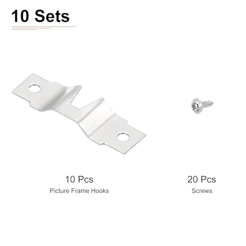 Image of DTGN 47mm x 15mm x 4mm Double Hole Triangle D Ring - Picture Frame Hangers - 10Pcs - Good for Hanging Paintings - Picture Frame Hook Photos - Silver Tone