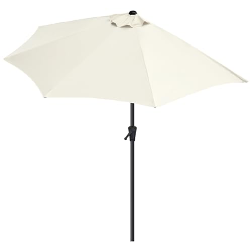 Sekey® semicircular sombrilla Parasol para terraza jardín Playa Piscina Patio diámetro 270 cm Protector Solar UV50+, Crema
