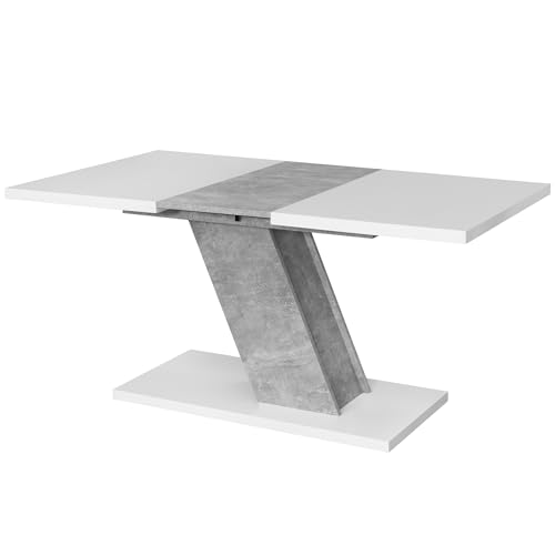 Table à manger extensible blanche et béton pour vos repas de famille Kross - 2